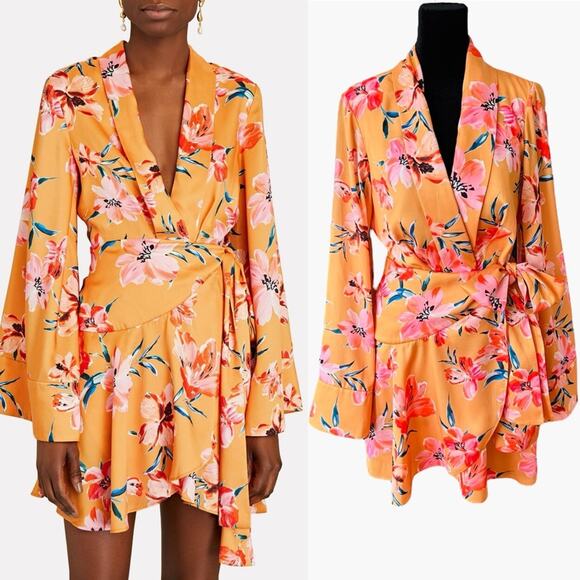 Significant Other x Revolve Zoe Hibiscus Floral Satin Wrap Dress | Vacation 6 - Picture 15 of 15